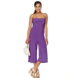 Curations Caravan Womens 2X Convertible Purple Wide-Leg Jumpsuit/Pant